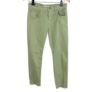 7 For All Mankind Skinny Ankle Pants Sage Green Distressed Size 26 Mid Rise Boho